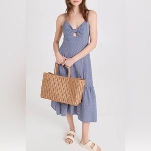 NWT🌿RAILS Organic Cotton Cut-Out Tiered Navy Lilac Gingham Dress Sz Small